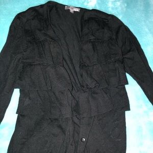 Black ruffled cardigan